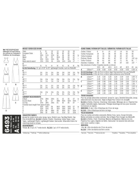 Patron New Look 6493 - Combishort et combipantalon