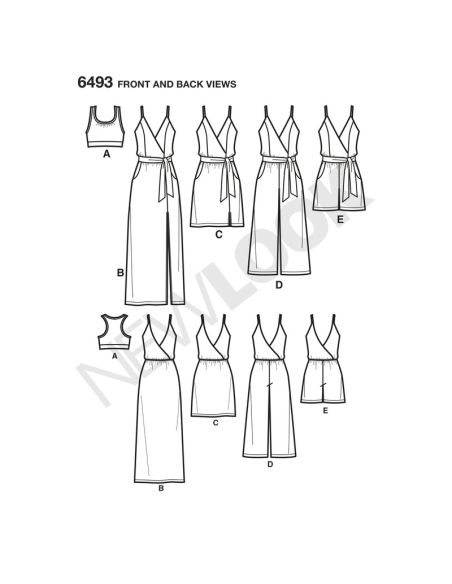 Patron New Look 6493 - Combishort et combipantalon