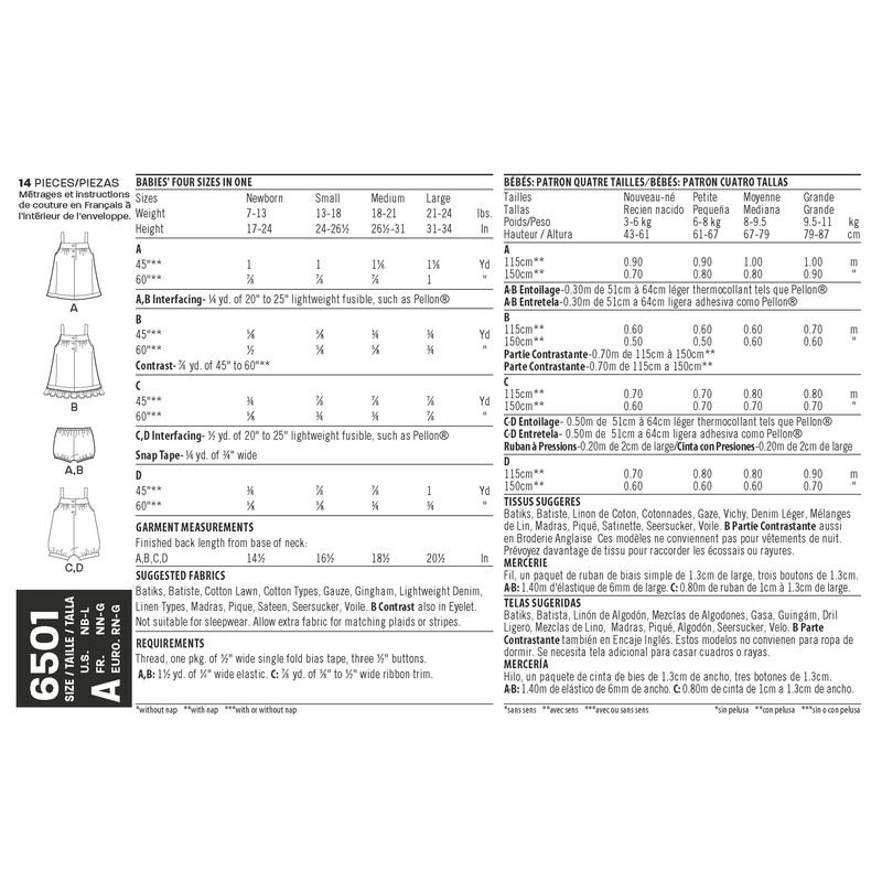 Patron New Look 6501 - Robe bébé