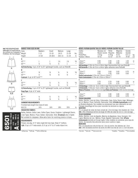 Patron New Look 6501 - Robe bébé