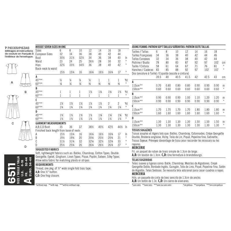 Patron New Look 6511 - Blouse et tunique