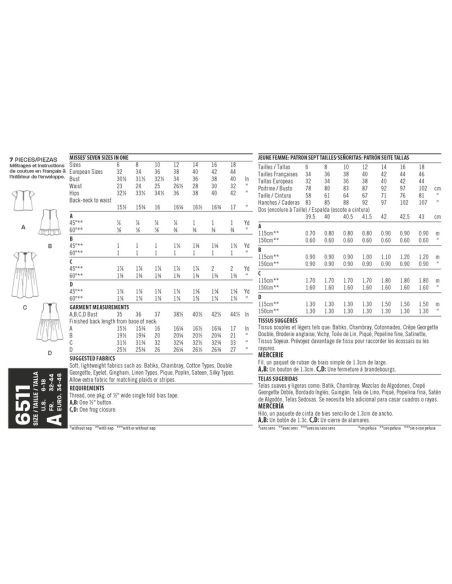 Patron New Look 6511 - Blouse et tunique