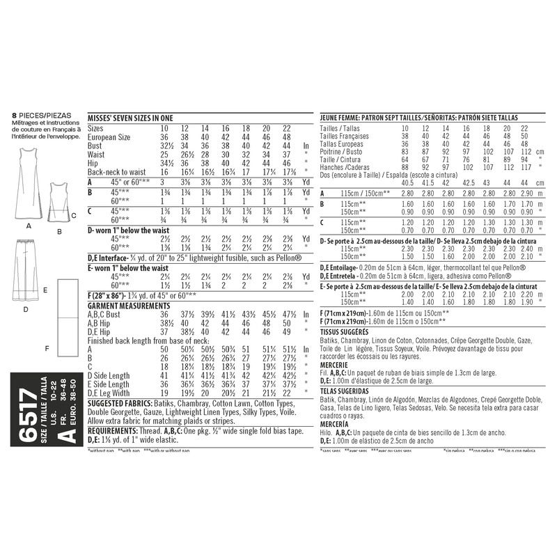 Patron New Look 6517 - Ensemble pour dames
