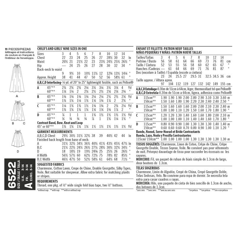 Patron New Look 6522 - Robe fillette