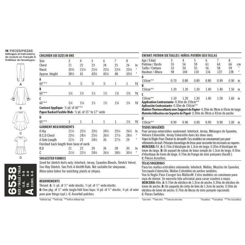 Patron New Look 6538 - Ensemble pour fillette