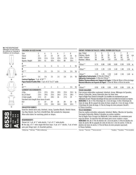 Patron New Look 6538 - Ensemble pour fillette