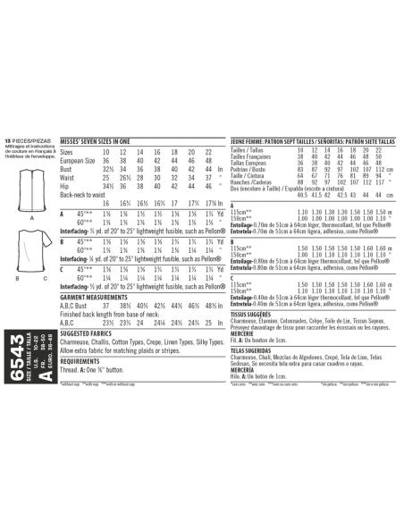 Patron New Look 6543 - Haut