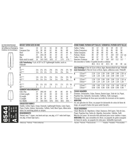 Patron New Look 6544 - Jupe et pantalon