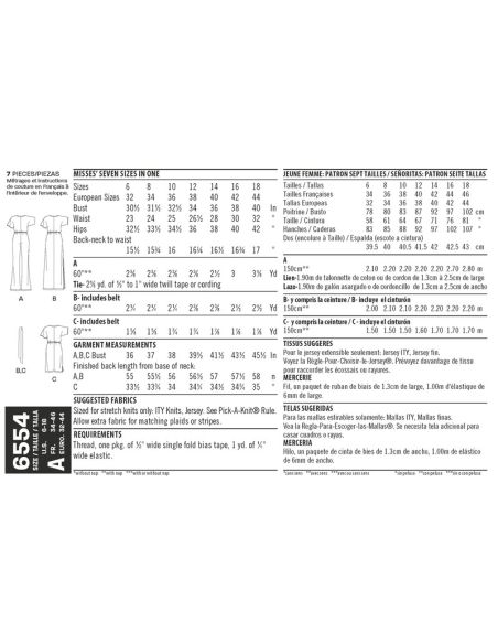 Patron New Look 6554 - Robe ou combinaison