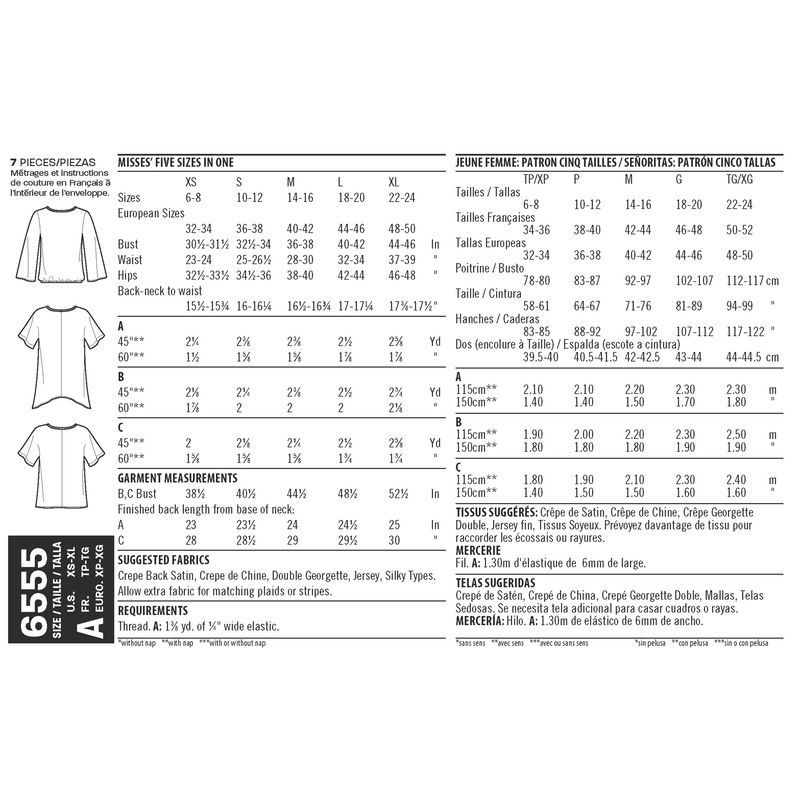 Patron New Look 6555 - Blouse