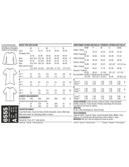 Patron New Look 6555 - Blouse