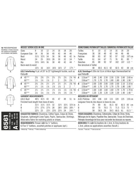 Patron New Look 6561 - Chemisier