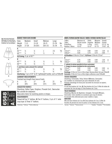 Patron New Look 6568 - Ensemble bébé