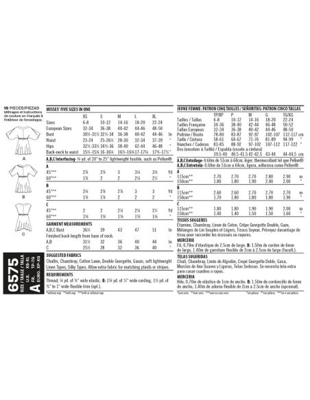 Patron New Look 6575 - Tunique