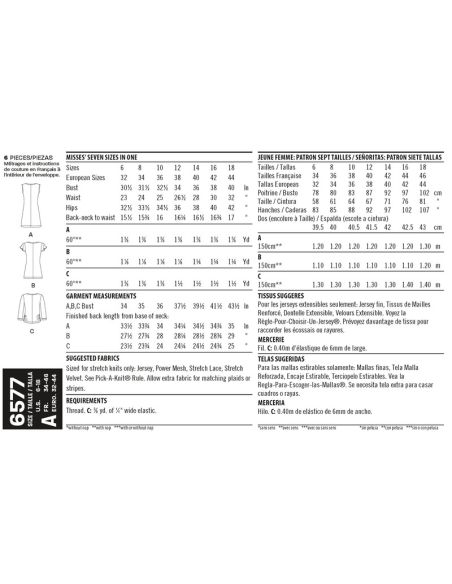 Patron New Look 6577 - Tunique et Tee-Shirt