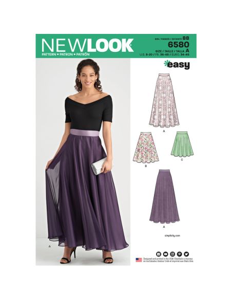 Patron New Look 6580 - Jupe