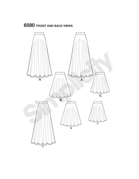 Patron New Look 6580 - Jupe