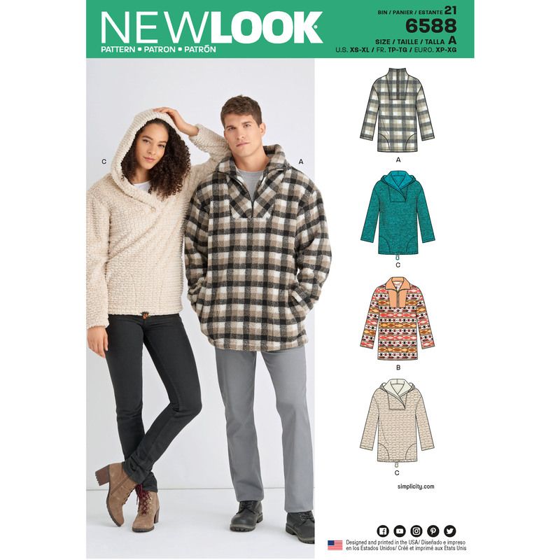 Patron New Look 6588 - Pull unisexe