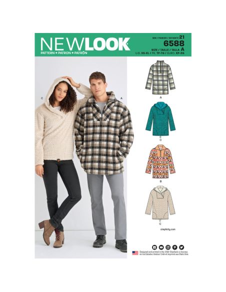 Patron New Look 6588 - Pull unisexe