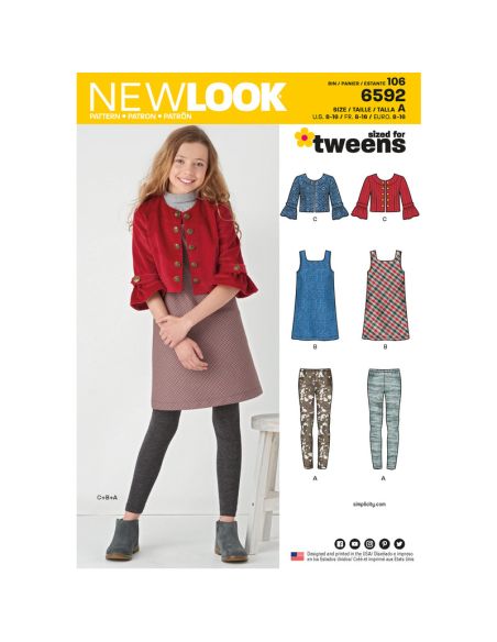 Patron New Look 6592 - Ensemble pour filles