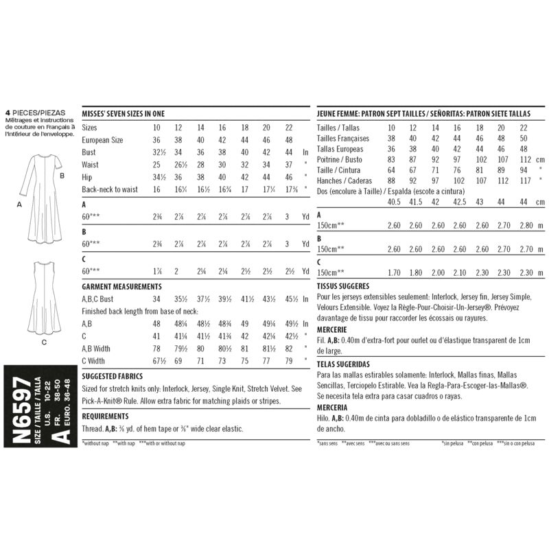 Patron New Look 6597 - Robe longue