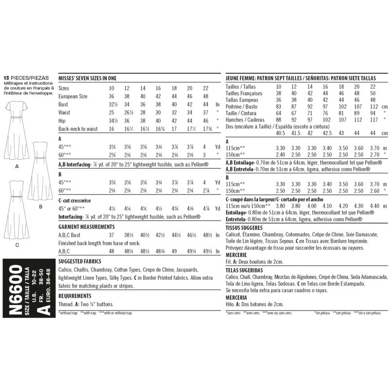 Patron New Look 6600 - Robe