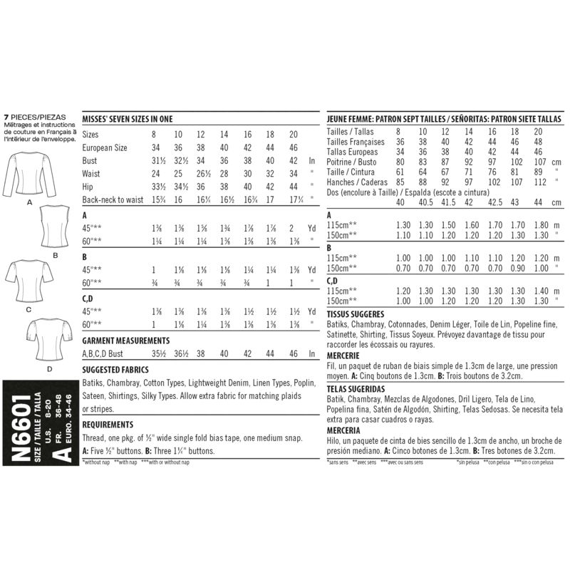 Patron New Look 6601 - Haut en cache cœur