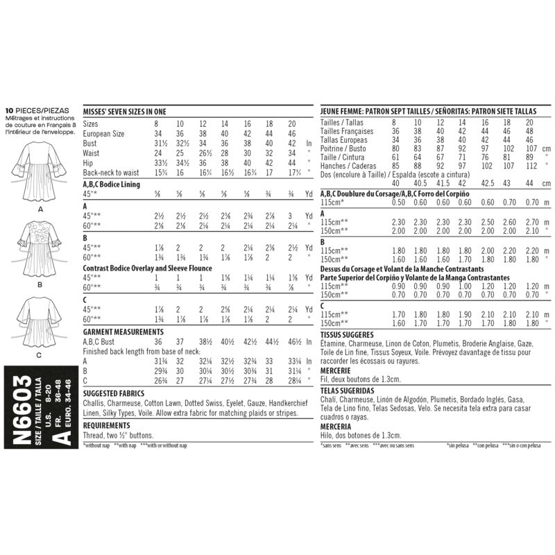 Patron New Look 6603 - Blouse