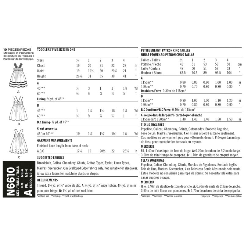 Patron New Look 6610 - Robe d'été