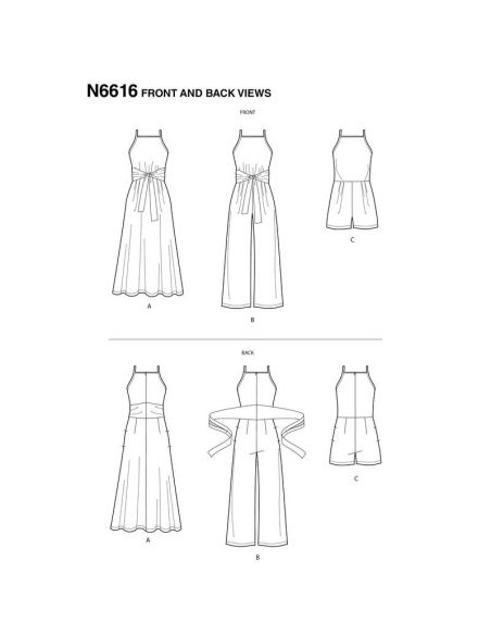 Patron New Look 6616 - Robe et combinaison à bretelles
