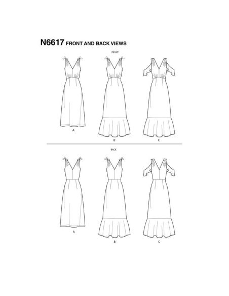 Patron New Look 6617 - Robe à bretelles nouées