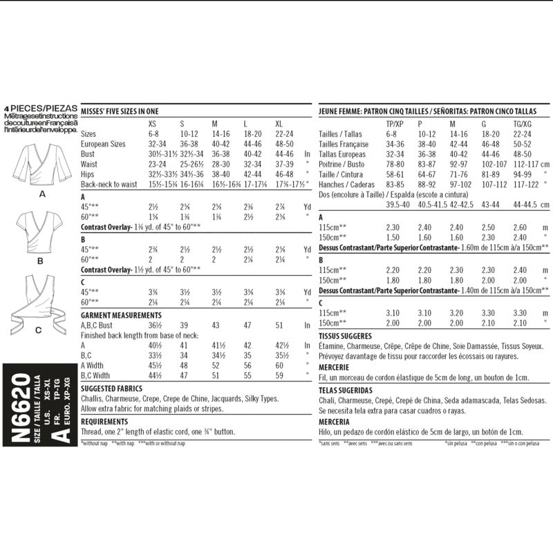 Patron New Look 6620 - Haut