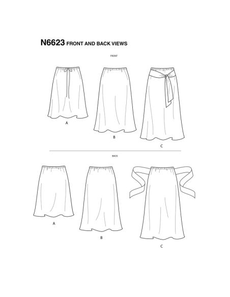 Patron New Look 6623 - Jupe à taille élastique