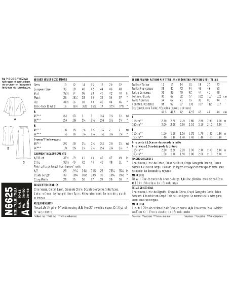 Patron New Look 6625 - Haut et pantalon large