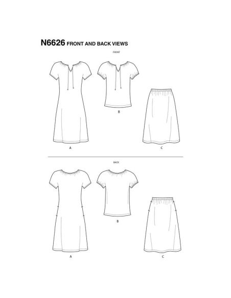 Patron New Look 6626 - Robe, jupe, et haut