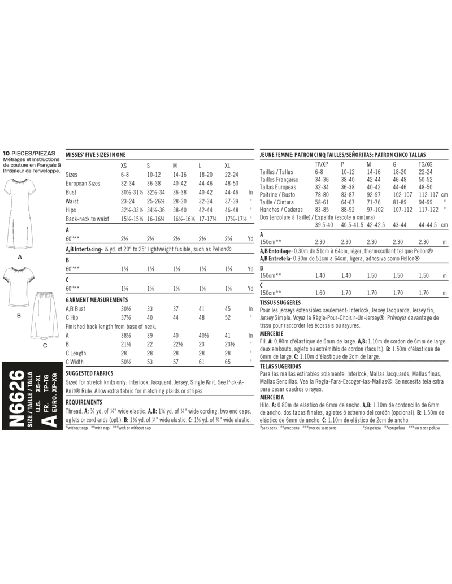 Patron New Look 6626 - Robe, jupe, et haut
