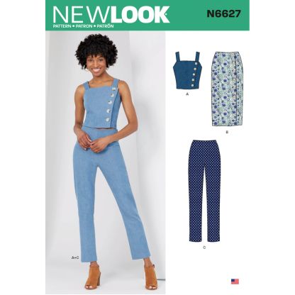 Patron New Look 6627 - Jupe crayon, legging et haut court