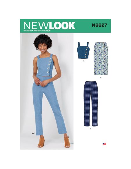 Patron New Look 6627 - Jupe crayon, legging et haut court