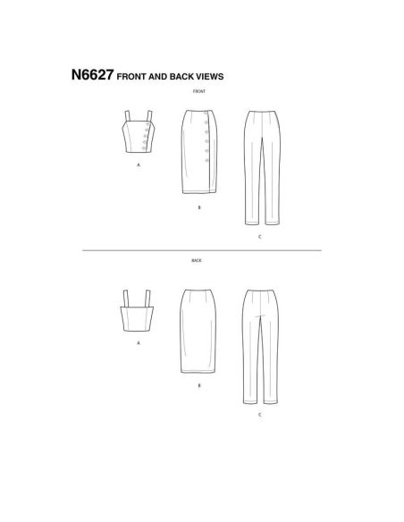 Patron New Look 6627 - Jupe crayon, legging et haut court