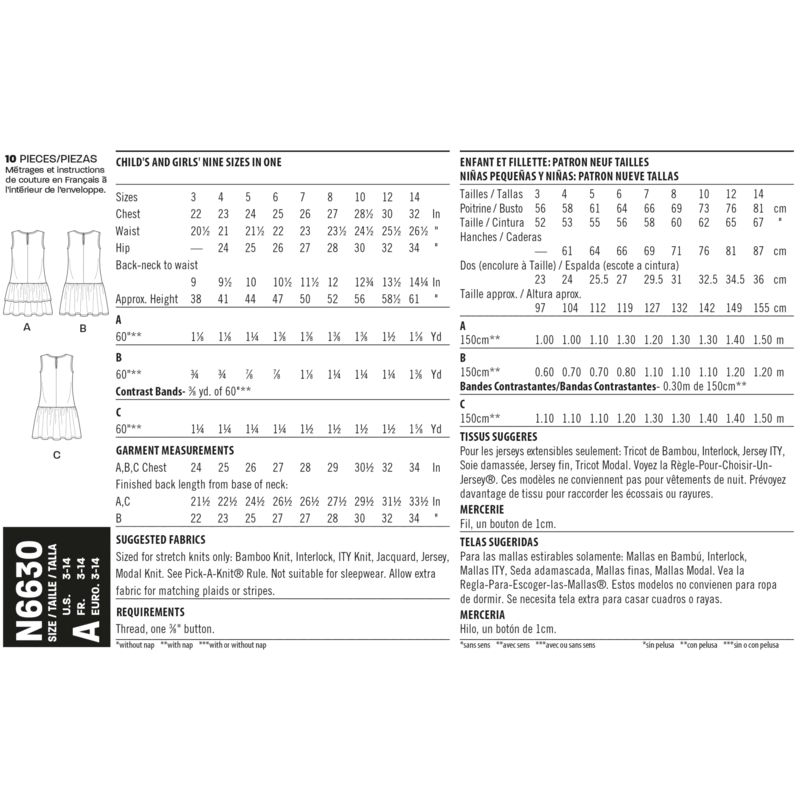 Patron New Look 6630 - Robe à volants