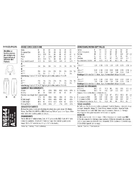 Patron New Look 6644 - Ensemble décontracté