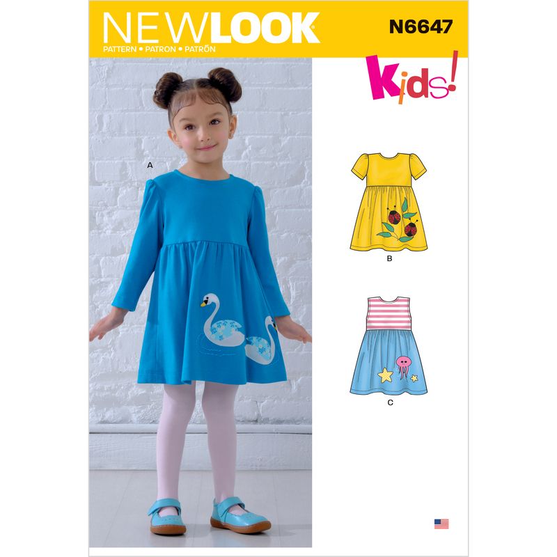 Patron New Look 6647 - Robe fillette avec appliqués