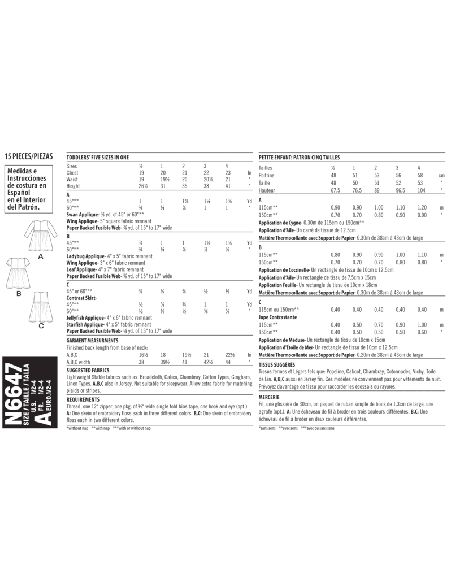 Patron New Look 6647 - Robe fillette avec appliqués