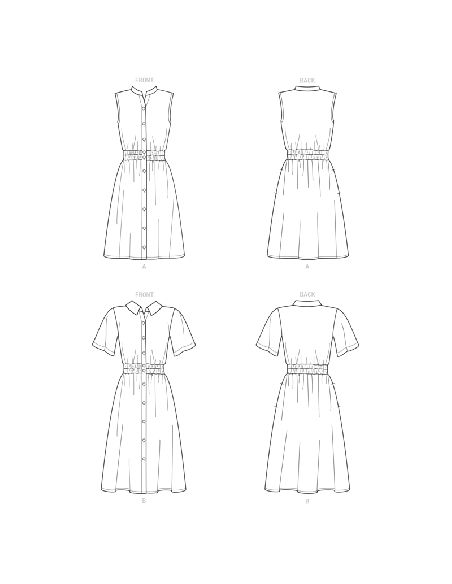 Patron New Look 6651 - Robe boutonnée sur le devant