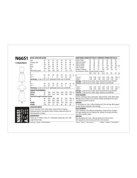 Patron New Look 6651 - Robe boutonnée sur le devant