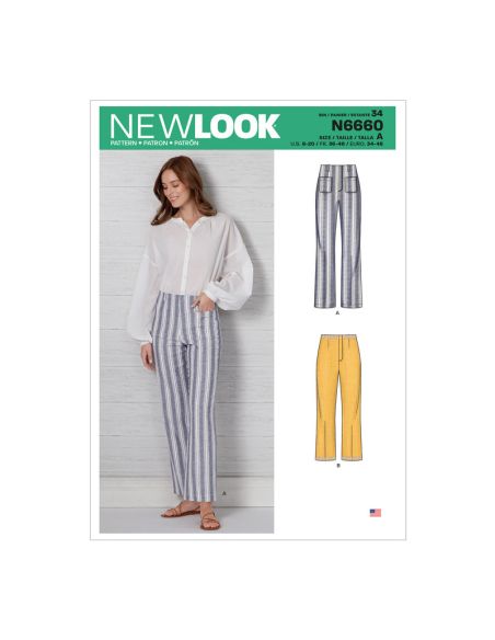Patron New Look 6660 - Pantalon évasé taille haute