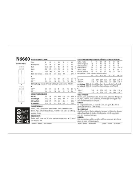 Patron New Look 6660 - Pantalon évasé taille haute