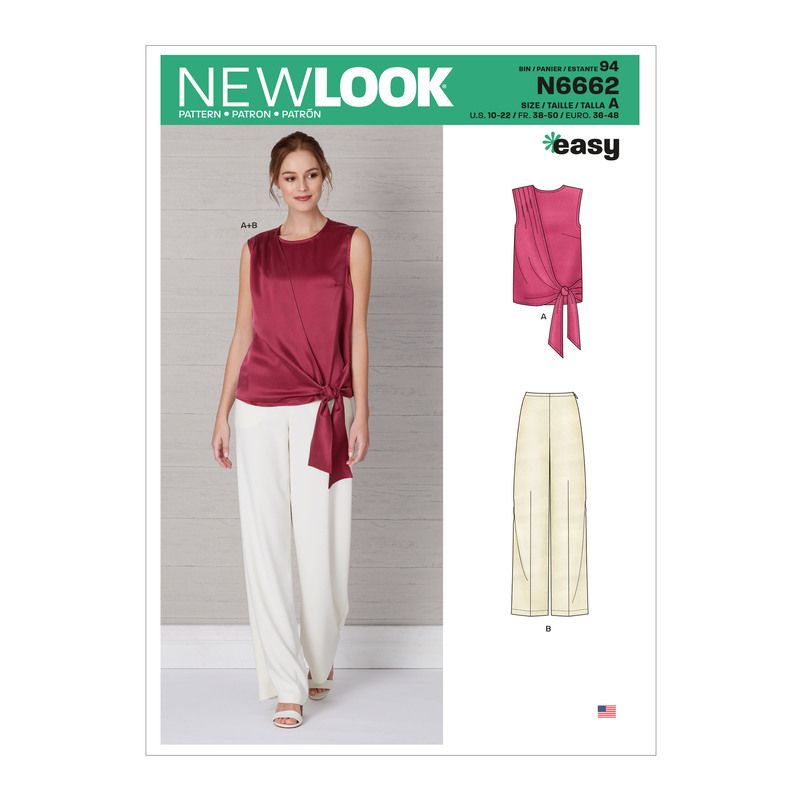 Patron New Look 6662 - Haut drapé pour femme et pantalon large