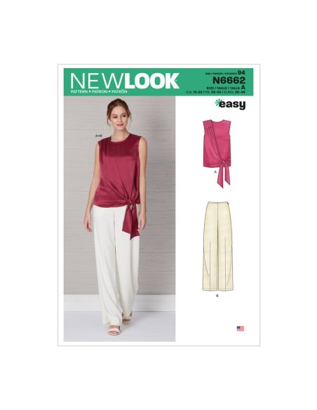 Patron New Look 6662 - Haut drapé pour femme et pantalon large