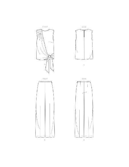 Patron New Look 6662 - Haut drapé pour femme et pantalon large